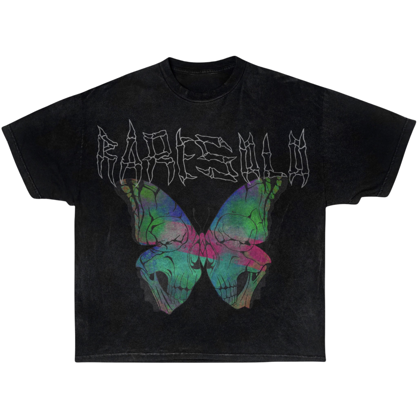BUTTERFLY SKULL TEE "Acid Washed"