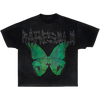 BUTTERFLY SKULL TEE (GREEN) "Acid Washed"